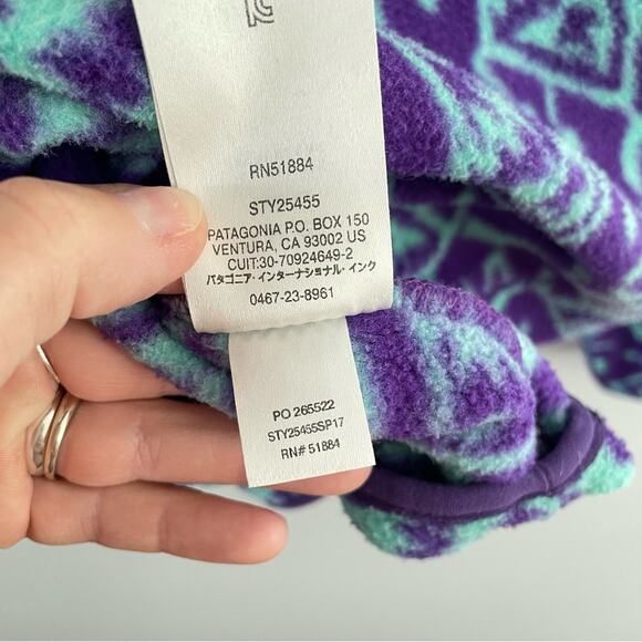 Patagonia | RARE Womens IKAT Blue Synchilla Snap-T Fleece Pullover Purple & Blue - Picture 6 of 10